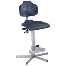 Milagon EDJ WS1411 Polyurethane Workseat on Stainless Steel Base Chair, High Profile, 24"-34" Adjustment Height