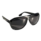 Gloss Aviator Glasses / Sunglasses Plastic Frame - Black w/ Micro Case