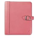 Pink Leather Snap-Tab Loose-Leaf Binder Supports Breast Cancer Research--DESK - Pink