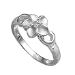 Sterling Silver Ring - Clear CZ - Plumeria - 8 mm x 2 mm, Sizes 4-9 Sterling Silver Ring - Clear CZ - Plumeria - 8 mm x 2 mm, Sizes 4-9