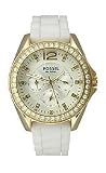 Fossil Boyfriend Riley White Strap Silver Dial Women's Watch #ES2348