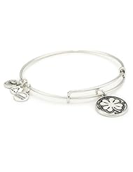 Alex and Ani Bangle Bar "Four Leaf Clover" Russian-Silver Expandable Bracelet