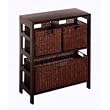 Leo 4pc Shelf with 3 Baskets; Shelf with one Large and 2 small baskets; 2 cartons By Winsome Furniture