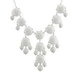 Silver Tone Chain New Color Bubble BIB Statement Fashion Necklace - Soild White