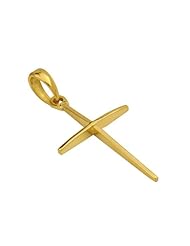 14K Yellow Gold Slender Cross Charm Pendant