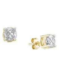 1 cttw 14k Yellow Gold Diamond Triangle Cut Invisible Set Mens Stud Earrings (Real Diamonds: 1 cttw)