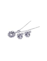 Nickel Free Sterling Silver Pendant & Earring Sets Antique Style CZ Set