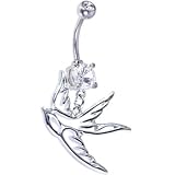 Crystalline Double Gem HOLLOW DOVE Belly Ring