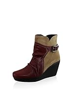 Esther Garcia Botines cuña (Burdeos / Camel)