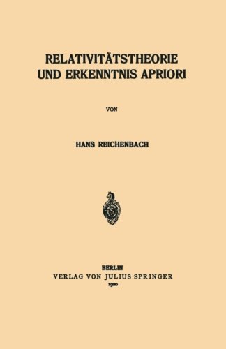 Relativitätstheorie und Erkenntnis Apriori (German Edition)