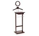 Walnut Finish Valet Stand with Mirror, Drawer & Castors