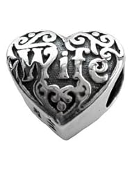 Silver Heart Wife Zable Bead Charm BZ2047