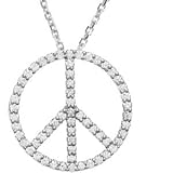 14K White Gold 1/3 Ct Tw I1,Gh 16" Tiny Peace Sign Necklace 14K White Gold 1/3 Ct Tw I1,Gh 16" Tiny Peace Sign Necklace