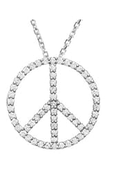 CleverEves Platinum 1 3 Ct Tw Tiny Peace Sign Necklace