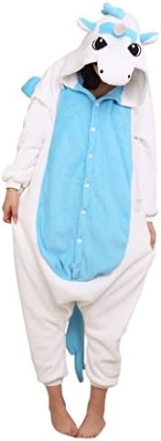 Newbetter Blue Unicorn Cartoon Animal Pajamas Cosplay Party Anime Costume Adult Sleepwear