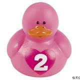 One Dozen (12) Baby Girl's 2nd Birthday Rubber Duckys