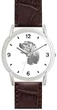 LABRADOR RETRIEVER (BLACK) DOG (MS) - WATCHBUDDY® DELUXE SILVER TONE WATCH - Brown Strap - Small Size (Children's: Boy's & Girl's Size)