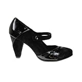 Hush Puppies Rebecca Women Black Patent Leather Suede Court Shoes