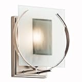 Kichler Lighting Kichler 45072NI Manitoba 1-Light Wall Sconce, Brushed Nickel and Etched Textured Clear Glass