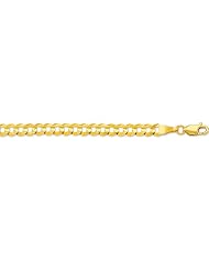14K 18" Yellow Gold 3.6mm Polish Diamond Cut Comfort Curb Chain With Lobster Clasp