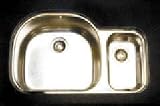 Oliveri 883U Stainless Steel Sink, Double Large/Small D Basin, Small Basin on Right, Down Undermou