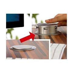 Xystec Versenkbarer 3-Port USB-Hub "Sensor Glide" mit Tisch-Kabeldose