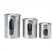 Set of 3 Window Canisters (Brushed Stainless Steel) (2qt -3qt -4qt.)