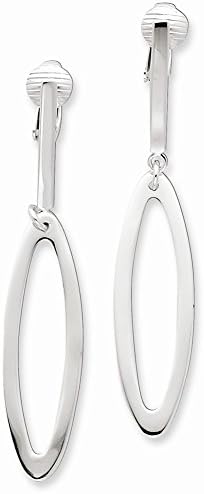 Sterling Silver Non-Pierced Oval Dangle Clip Earrings