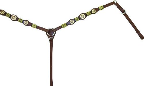 Cowboy Pro Star Concho & Rawhide Braid Breast Collar - Horse