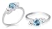 Round Cut London Blue Topaz & White Cz Three Stone Ring Sterling Silver SIze 6