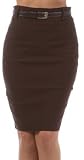 Knee Length Stretch Pencil Skirt with Skinny Belt