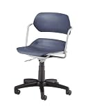 Armless Plastic Swivel Chair - Black Frame, Navy Plastic