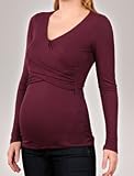 A Pea in the Pod Collection: Velvet Long Sleeve V-neck Faux Wrap Maternity T Shirt