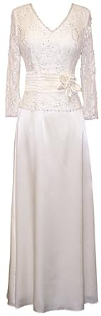Mother Of The Bride Formal Wedding Party Gown Beaded Lace & Satin MOB Dress