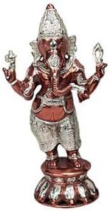 Ganesh 11" Brass Statue with Copper and Silver Highlights