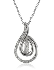 Sterling Silver Diamond Accent Drop Twist Pendant Necklace (.02 cttw, I-J Color, I2-I3 Clarity), 18"
