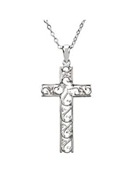 The Way Cross Necklace With Chain And Box Sterling Silver 32.35mmx17.45mm The Way Cross Necklace With Chain And Box