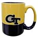 15 oz. 2-Tone Yellow/Black Grande Coffee Mug with large handle. Colorful applique is approx 2 inches high.