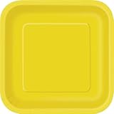 16 Count Square Dessert Plates, 6 7/8-Inch, Sunflower Yellow