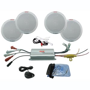Pyle PLMRKT4A 4-Channel Waterproof MP3/iPod Amplified 6.5-Inch Marine Speaker System