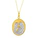10K White and Yellow Gold 0.12 Carat Diamond Cameo Pendant w/chain 18