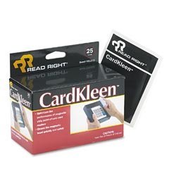 Read Right RR1222 Cardkleen Magnetic Head Cleaning Cards, 25 Presaturated Cards/box