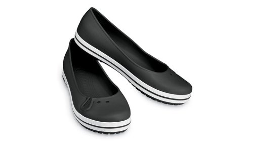 crocs Women's Crocband Flat,Black,6 M US