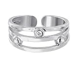 Sterling Silver Toering Clear CZ Three Stone Filigree Toe Ring
