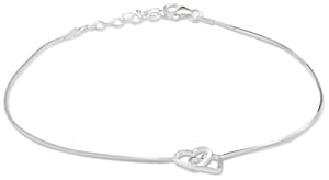 VINANI brand Germany 925 Sterling Silver Anklet double Heart 8.86