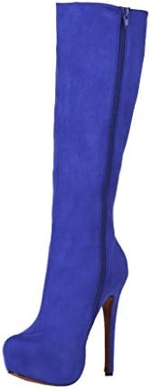 E FILLE PATRE Women's Botebop Knee-high Side Zipper Boots Light Blue 6 M US