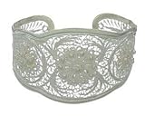 Sterling Silver Filigree Floral Cuff Bracelet, 'Eve's Garden'