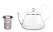 Blooming Tea Clear Glass Teapot Pi, 35oz/1035ml Hand Crafted Non-Drip Spout Stainless Steel Strain, Friednship Series