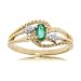 Ladies Fancy Yellow Gold Rope Ring w Emerald & Diamonds