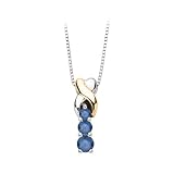 3 Blue Diamond Pendant 1/2 ct. in 14K Two Tone Gold with Chain